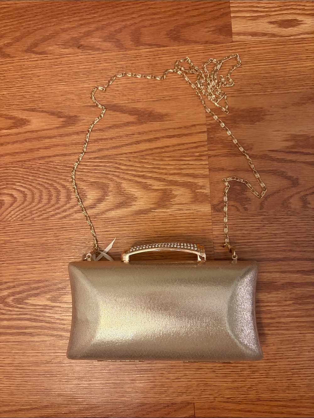 Camille La Vie Gold Metallic Evening Clutch with Chain Strap
